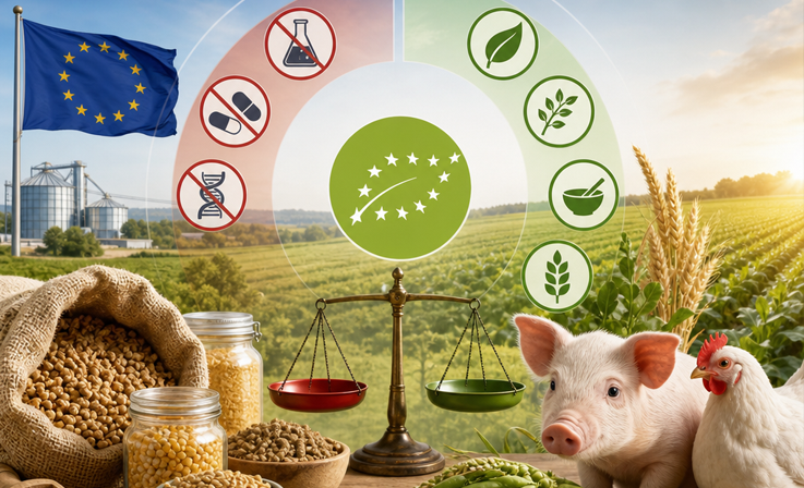 The Full Picture of EU Organic Feed Regulations: From EC 834 to the 2018 Reform — Red Lines and Positive Lists for Monogastric Rations Featured Image